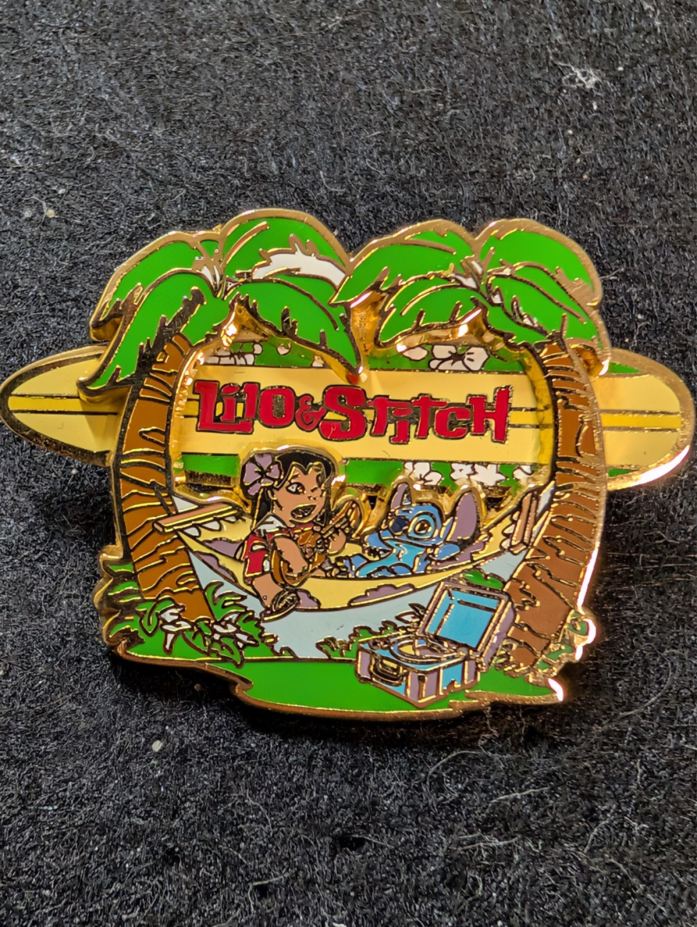 Disney Lilo & Stitch MINI PIN!! Palm Tree Hammock LE 3000 HTF 2003