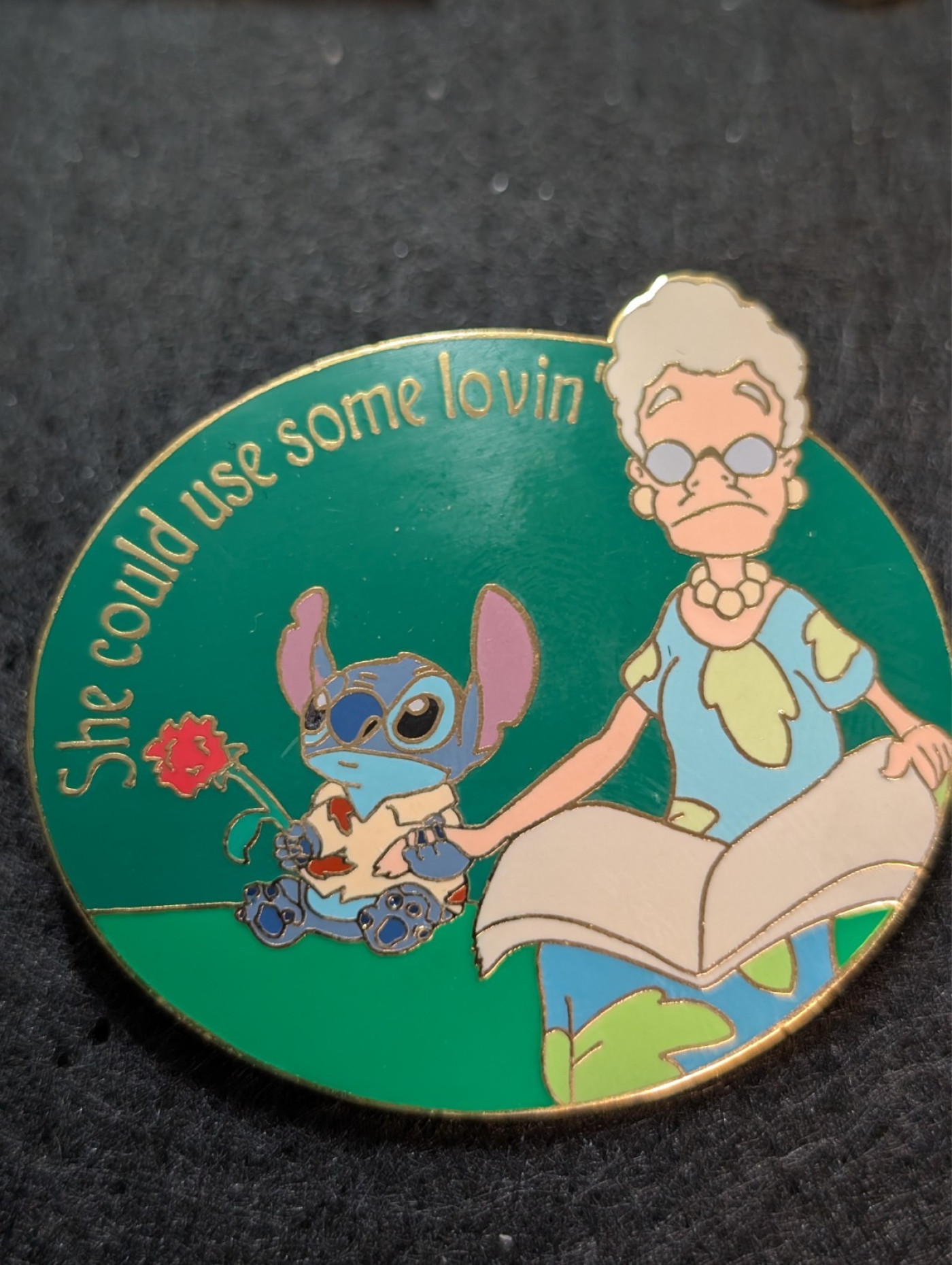 Disney Auctions Pin DA Stitch with Old Lady & Quote LE500