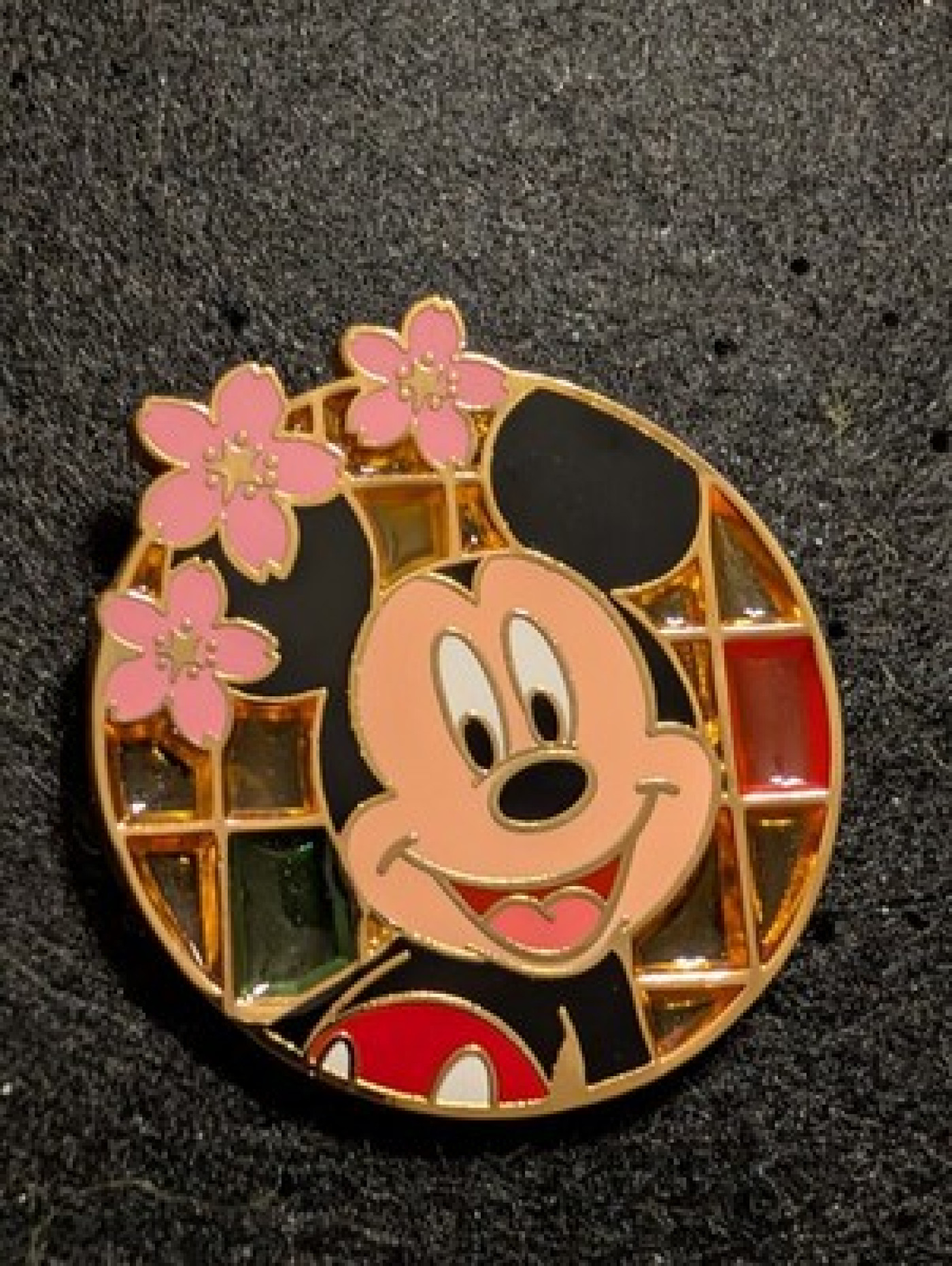 JDS Japan Stained Glass Sakura Cherry Blossom Mickey Mouse Disney Pin