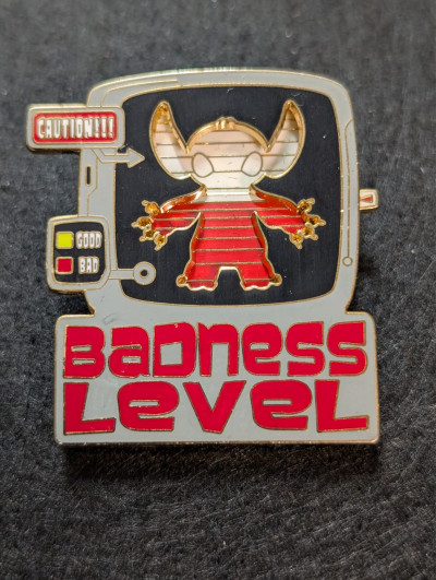 2005 official enamel Disney Park pin. stitch badness level