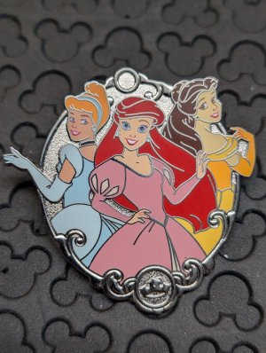 Disney Princess Silver Frame Pin - Ariel, Cinderella, and Belle