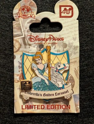 Disney Cinderella's Golden Carousel 40th Anniversary of Disney World Pin