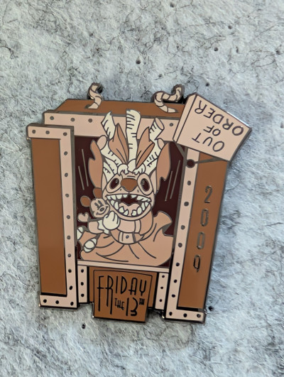 Disney Friday The 13th Stitch Pin  2009 Elevator Dropping Out Of Order LE 1000
