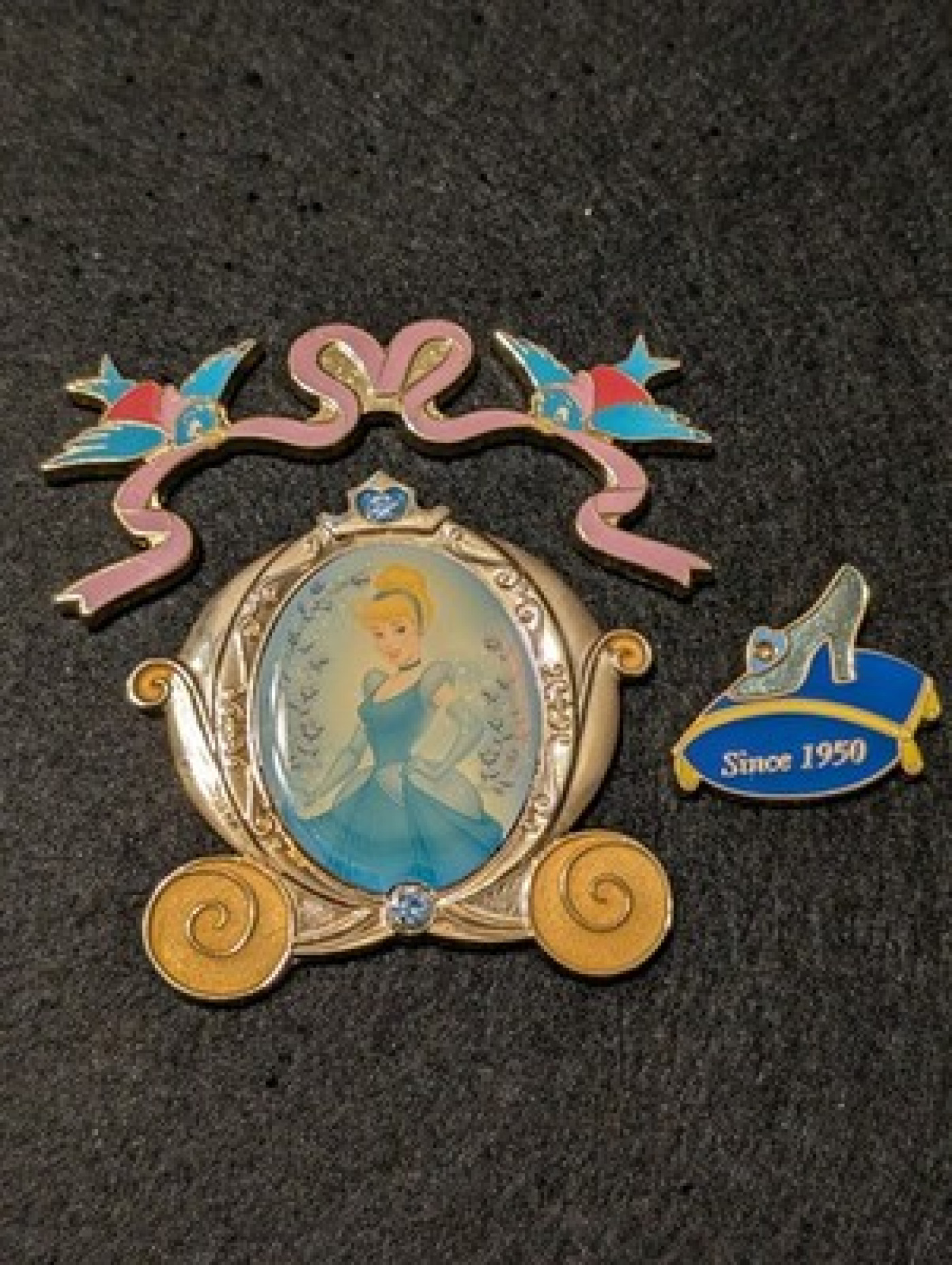 Disney Pin Cinderella 55th Anniversary Set Carriage, Glass Slipper, Birds 