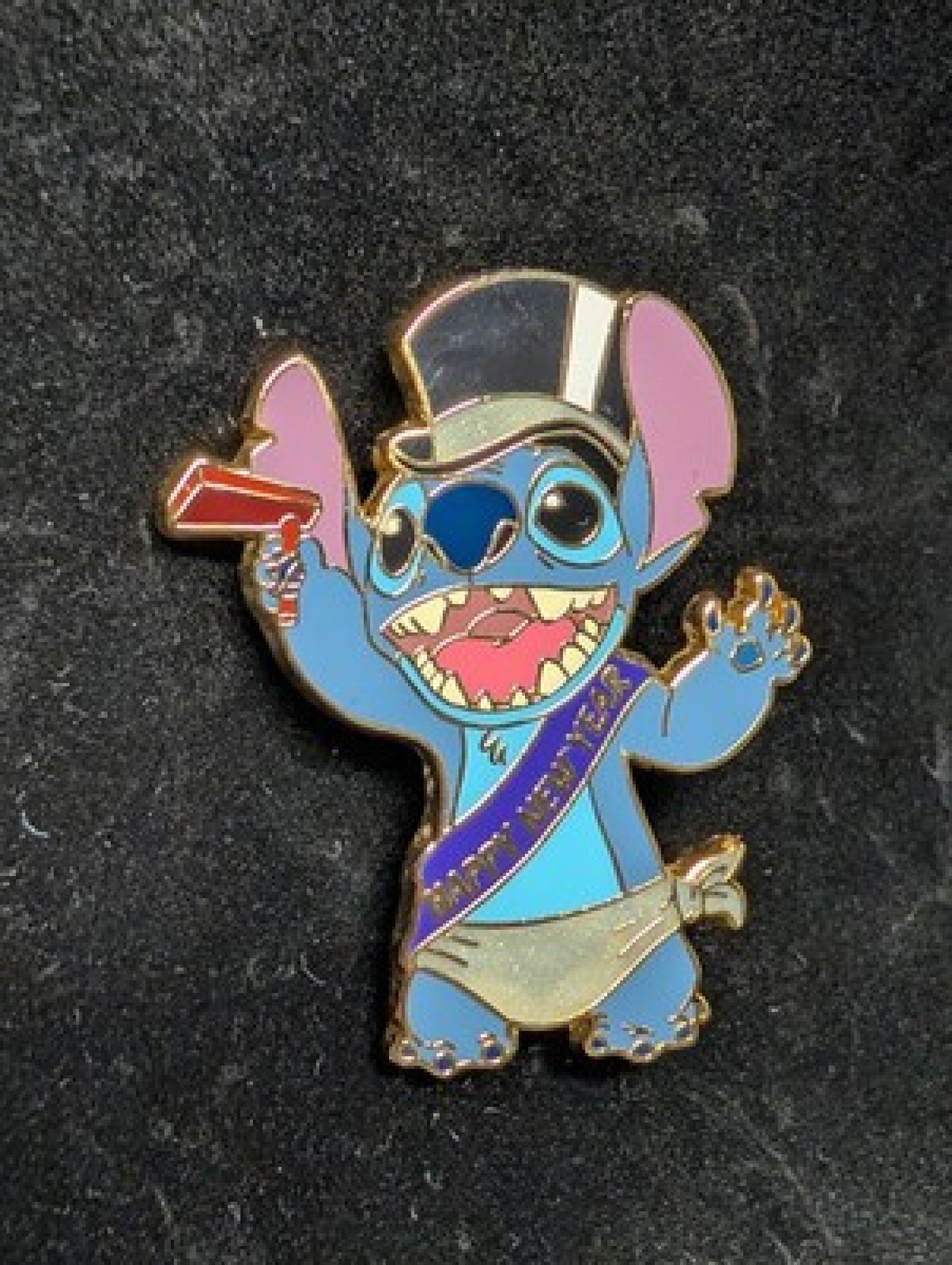 DISNEY STITCH BABY NEW YEAR DIAPER TOP HAT GLITTER  PIN LE 500