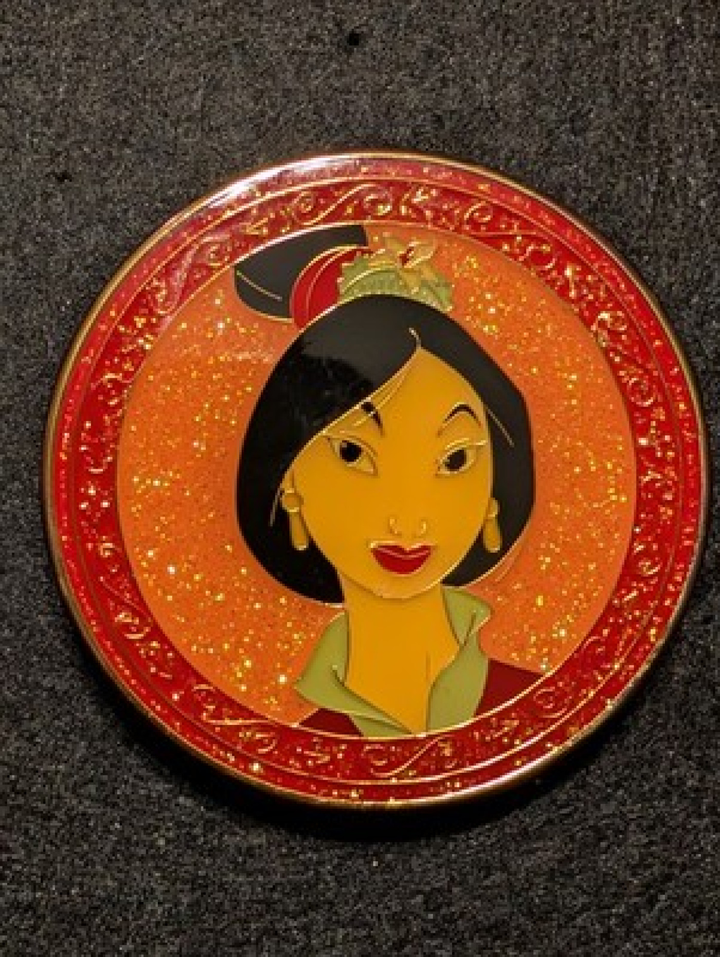 Compact Pin Glitter Mirror Princess Mulan 2008 Disney© Store MIP