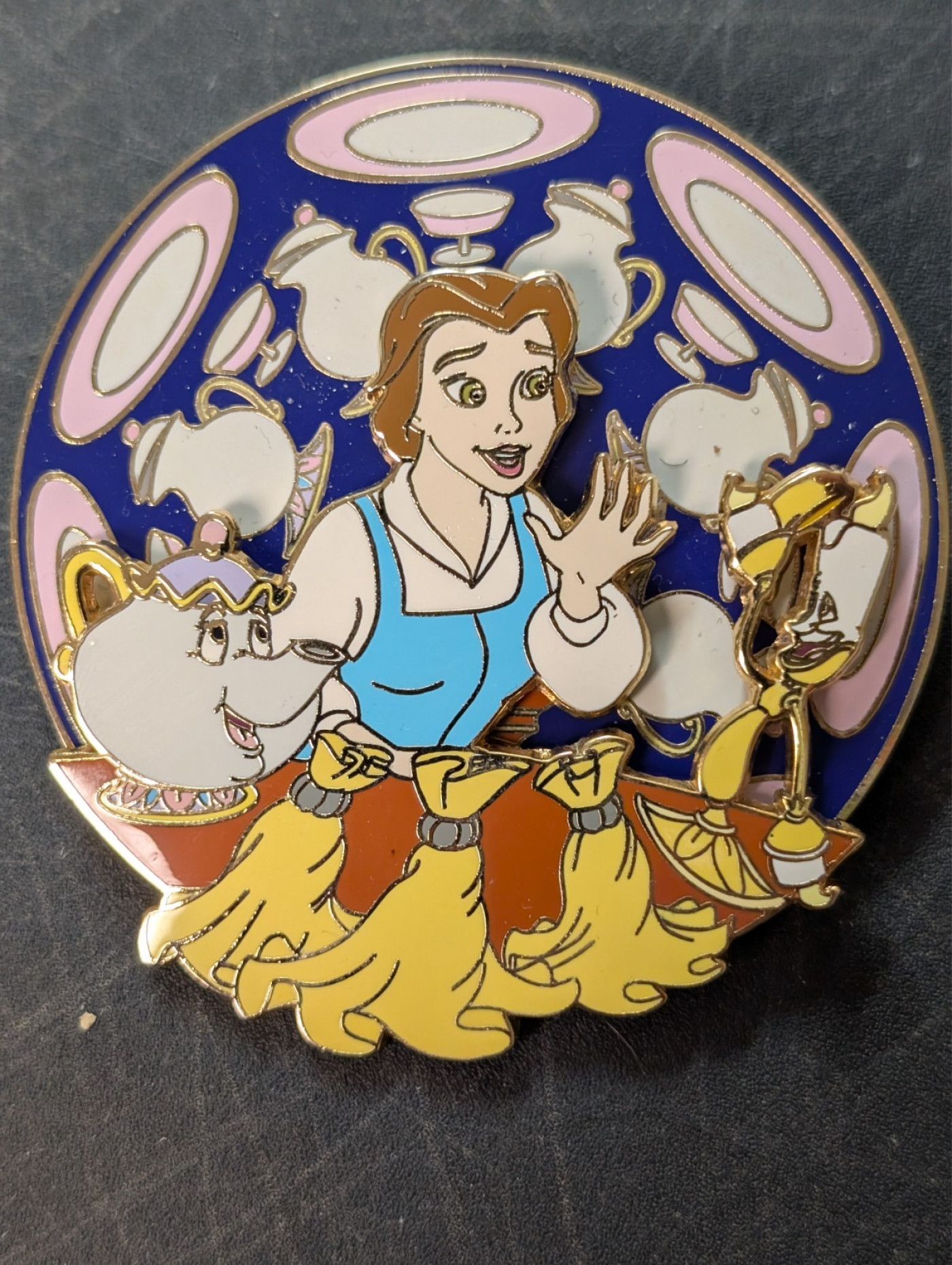 Disney Auctions Pin Beauty & the Beast BELLE Spinner Be Our Guest LE 500 RARE