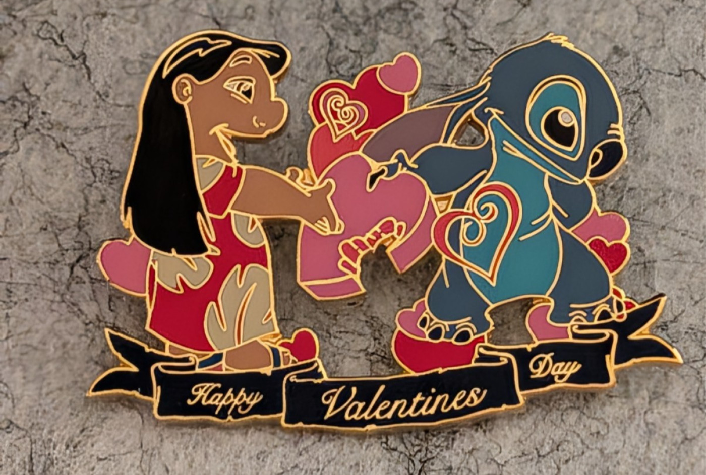 Disney Auctions Pin - Happy Valentines Day Lilo and Stitch LE 1000