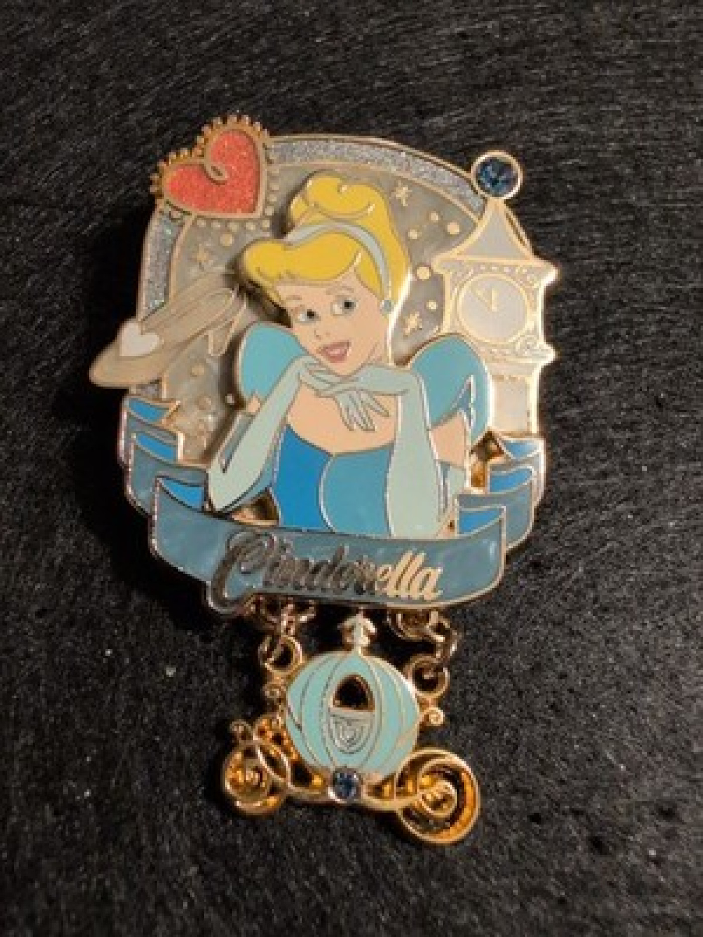 Disney WDW Cinderella Glass Slipper Pumpkin Carriage Dangle Pin 2007
