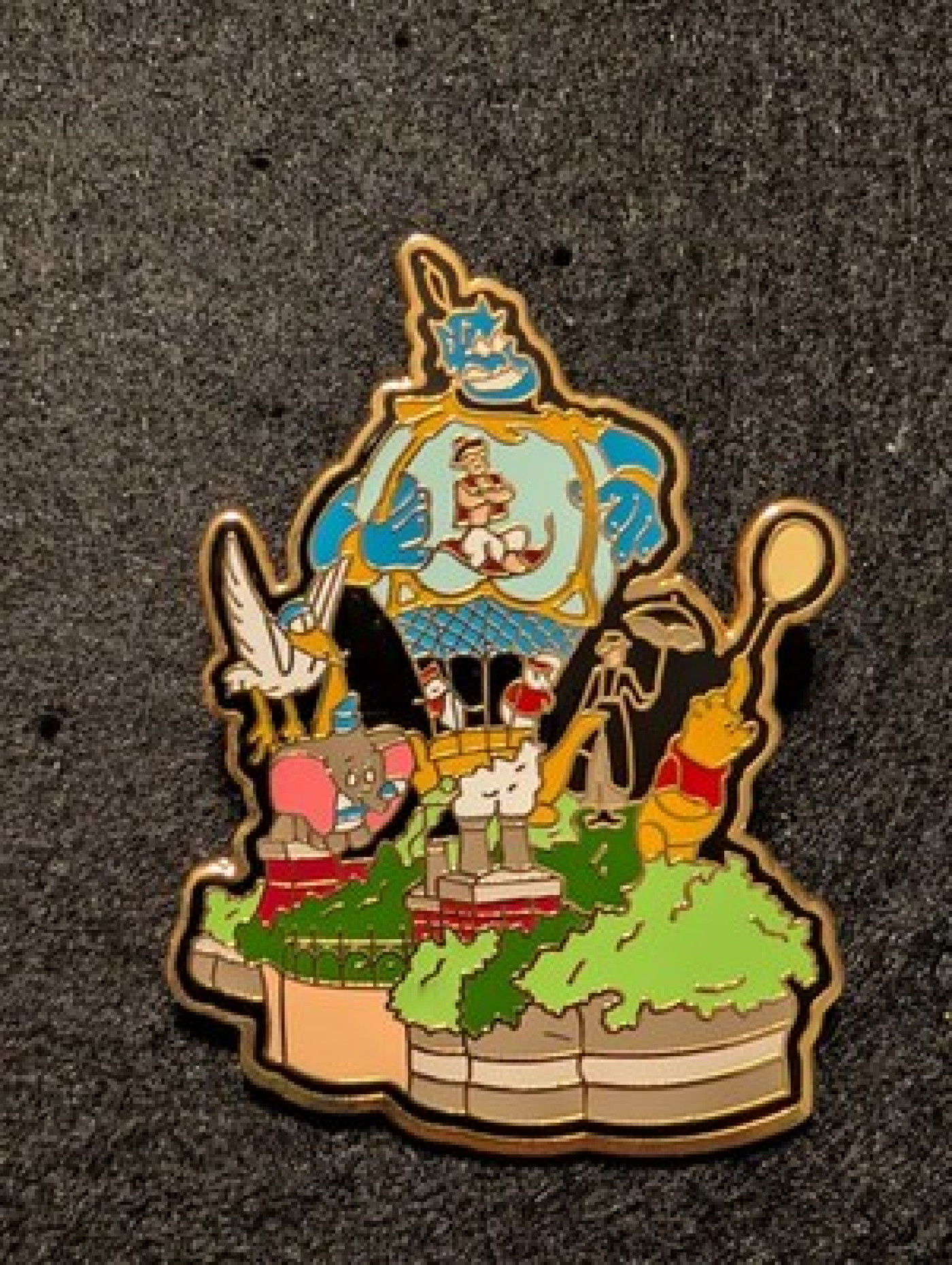 DISNEY WDW SNOWGLOBE PARADE DUMBO POOH MARY POPPINS ALADDIN GENIE RESCUERS PIN