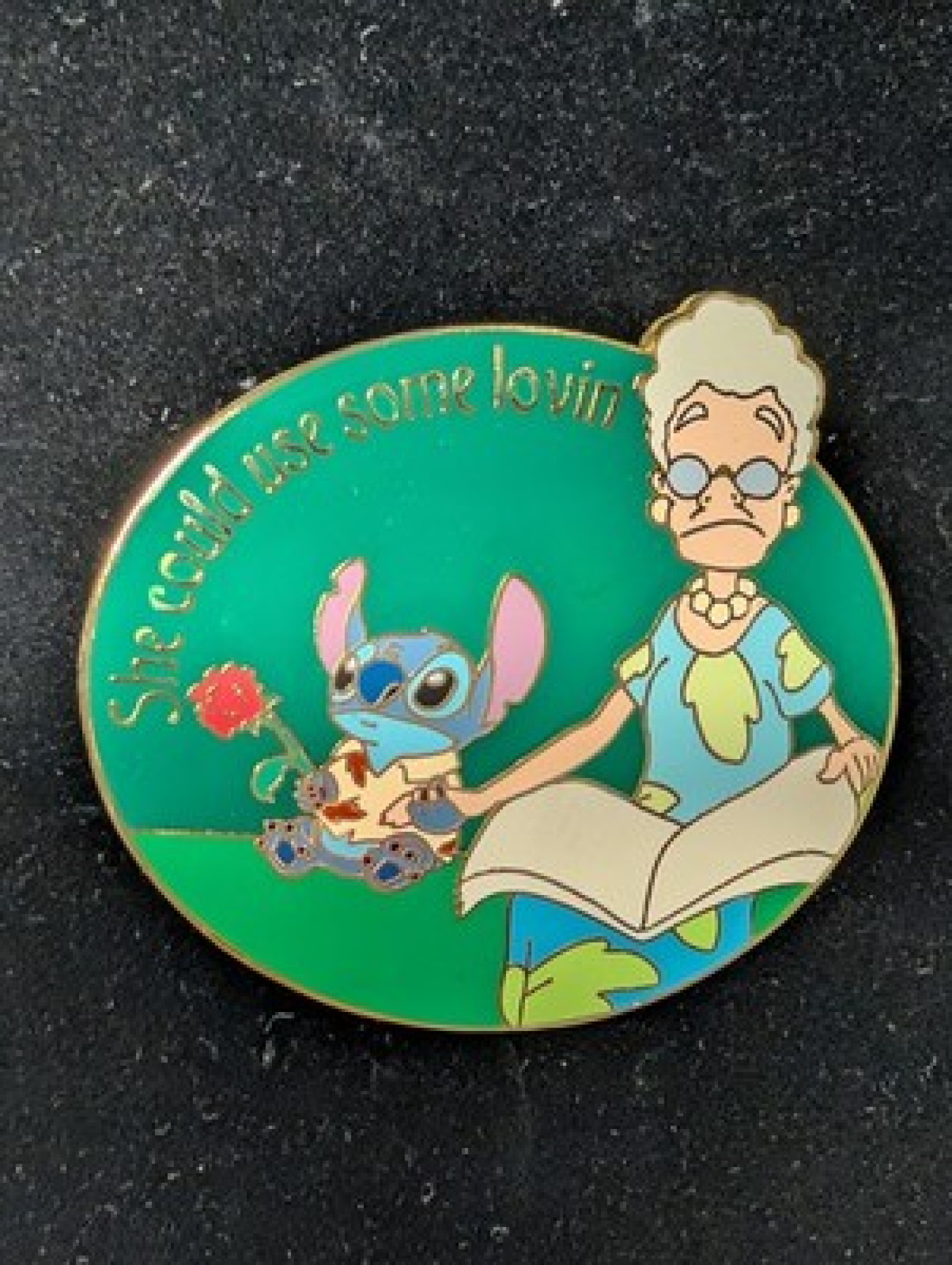 Disney Auctions Pin Stitch with Old Lady She Could Use Some Lovin LE500