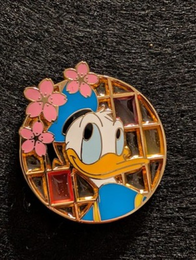 Japan Disney Store Donald Duck Stained Glass Sakura Cherry Blossom Pin